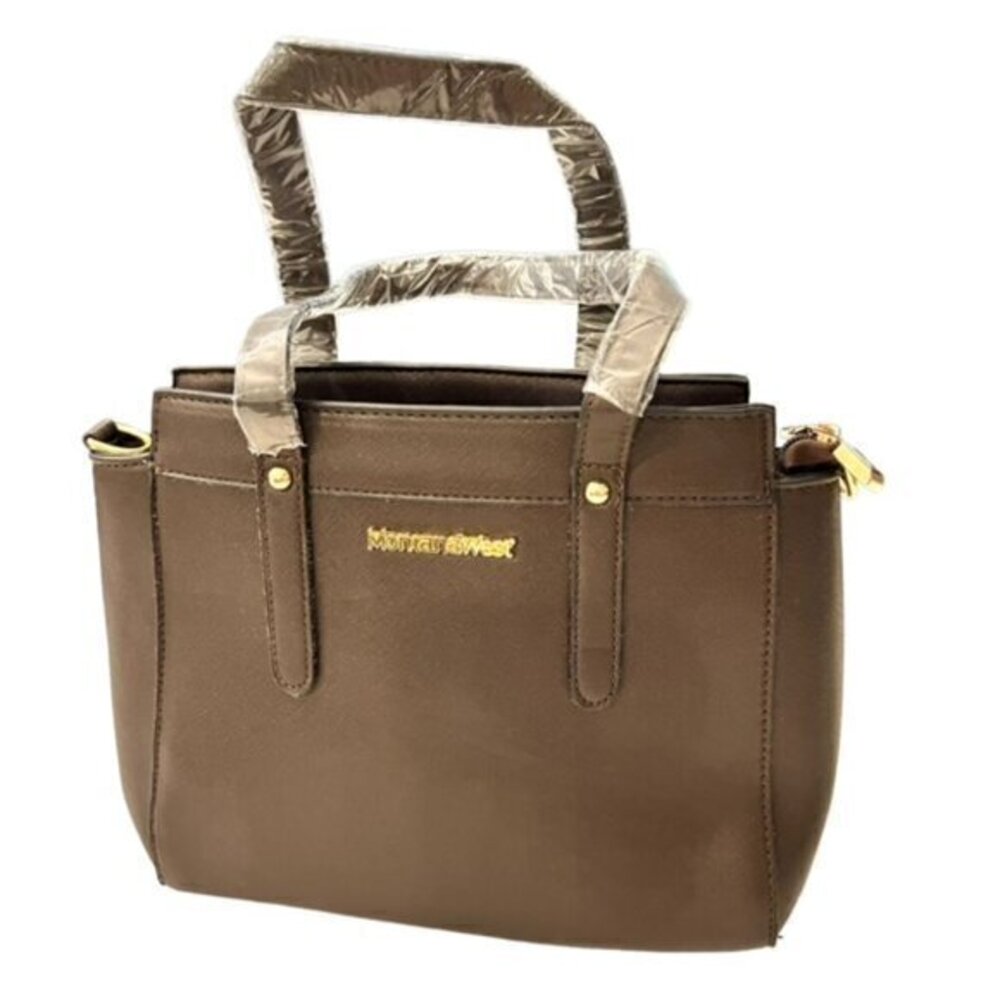 🎉SALE🎉 Montana West Brown Vinyl Small Satchel Bag NEW Gold Western Crossbody